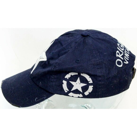Original Vintage Blue Baseball Cap Embroidered White Star Adjustable Distressed - Picture 3 of 12
